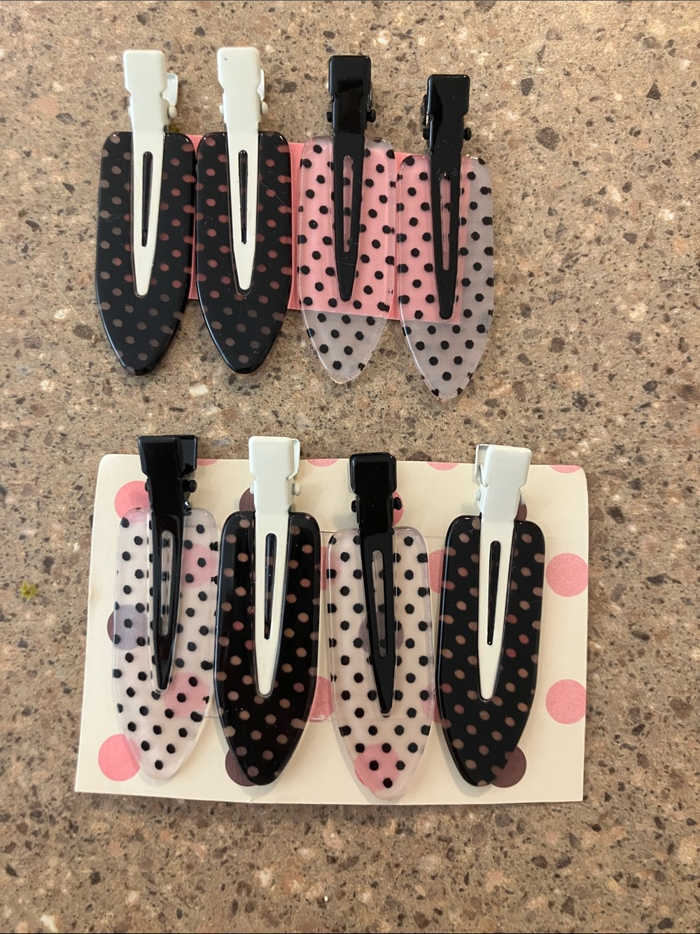 Polka Dot Snap Hair Clips for Kids - Pink & Black